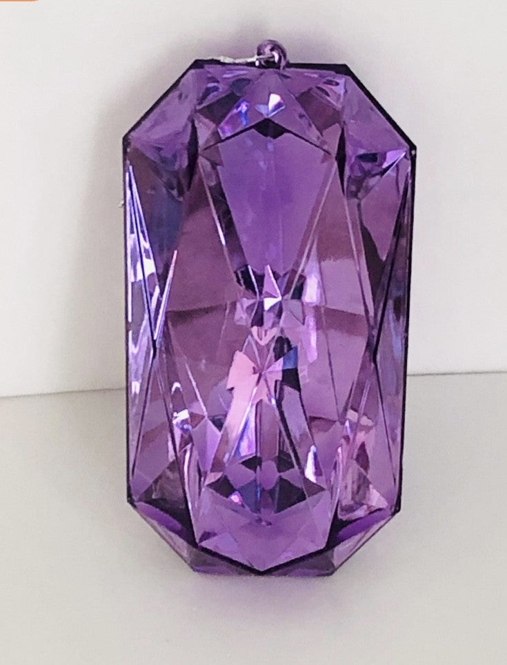 Decorative plastic acrylic lightweight oblong shaped lilac purple gem, Christmas decoration, tree decoration