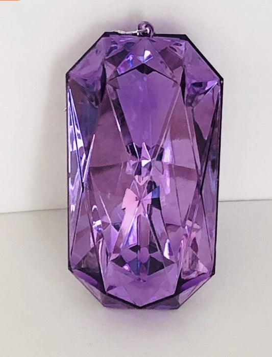 Decorative plastic acrylic lightweight oblong shaped lilac purple gem, Christmas decoration, tree decoration