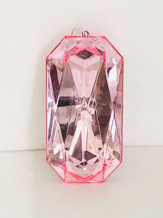 Decorative plastic acrylic lightweight oblong shaped light pink Crystal gem, Christmas decoration, tree decoration