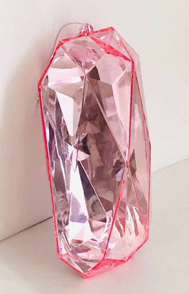 Decorative plastic acrylic lightweight oblong shaped light pink Crystal gem, Christmas decoration, tree decoration