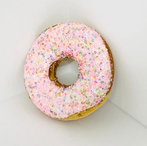 Pink Frosted Donut Christmas Ornament with Sprinkles – Candyland Holiday Tree Decoration, Sweet Kitchen Décor Gift