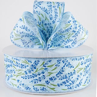 USA 2.5" inch wired ribbon blue with Hyacinth flowers