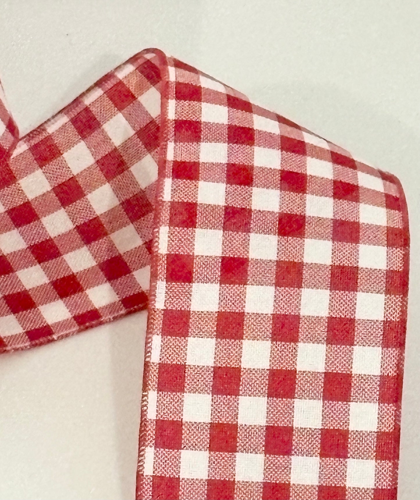 4” inch wired ribbon red and white check