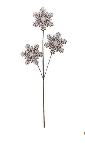 White Glitter gingerbread Snowflake Pick – Christmas Tree, Wreath & Holiday Floral Decoration