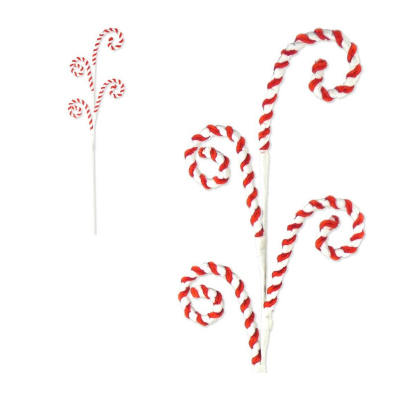 Red & White 4 swirl Candy Cane Swirl Spray – Christmas Tree, Wreath & Holiday Decoration Pick