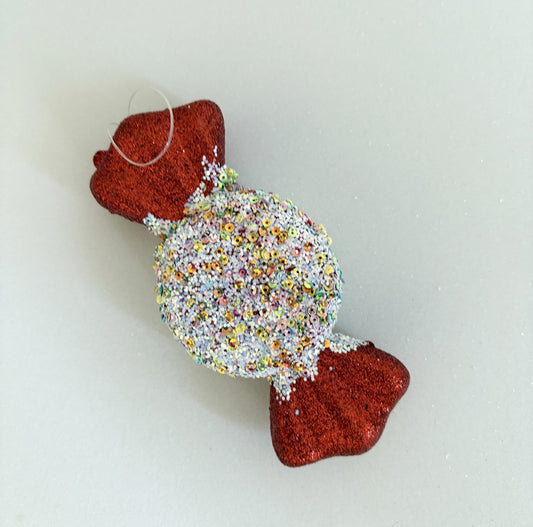 Glitter Candy Ornament with Colorful Sequins - Festive Christmas Decoration