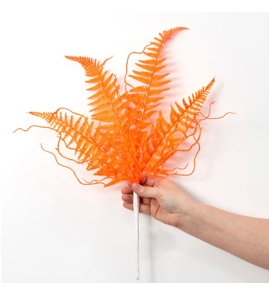 20” Neon Orange plastic fern