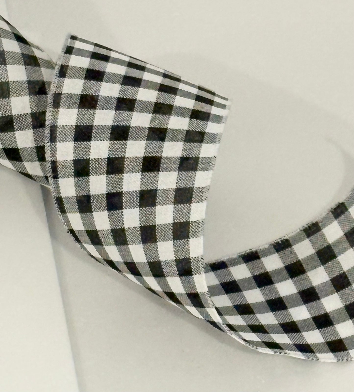 4” inch wired ribbon black and white check