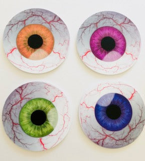 Eyeball sign 5 inch disk, uv protected, lightweight foamex, comes in 4 colours