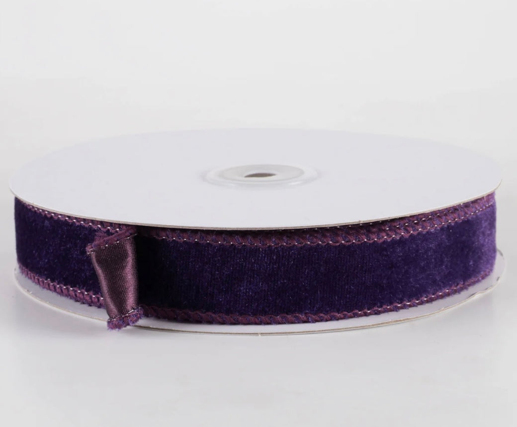 USA 7/8” Deluxe velvet satin backing purple , full roll 10yards