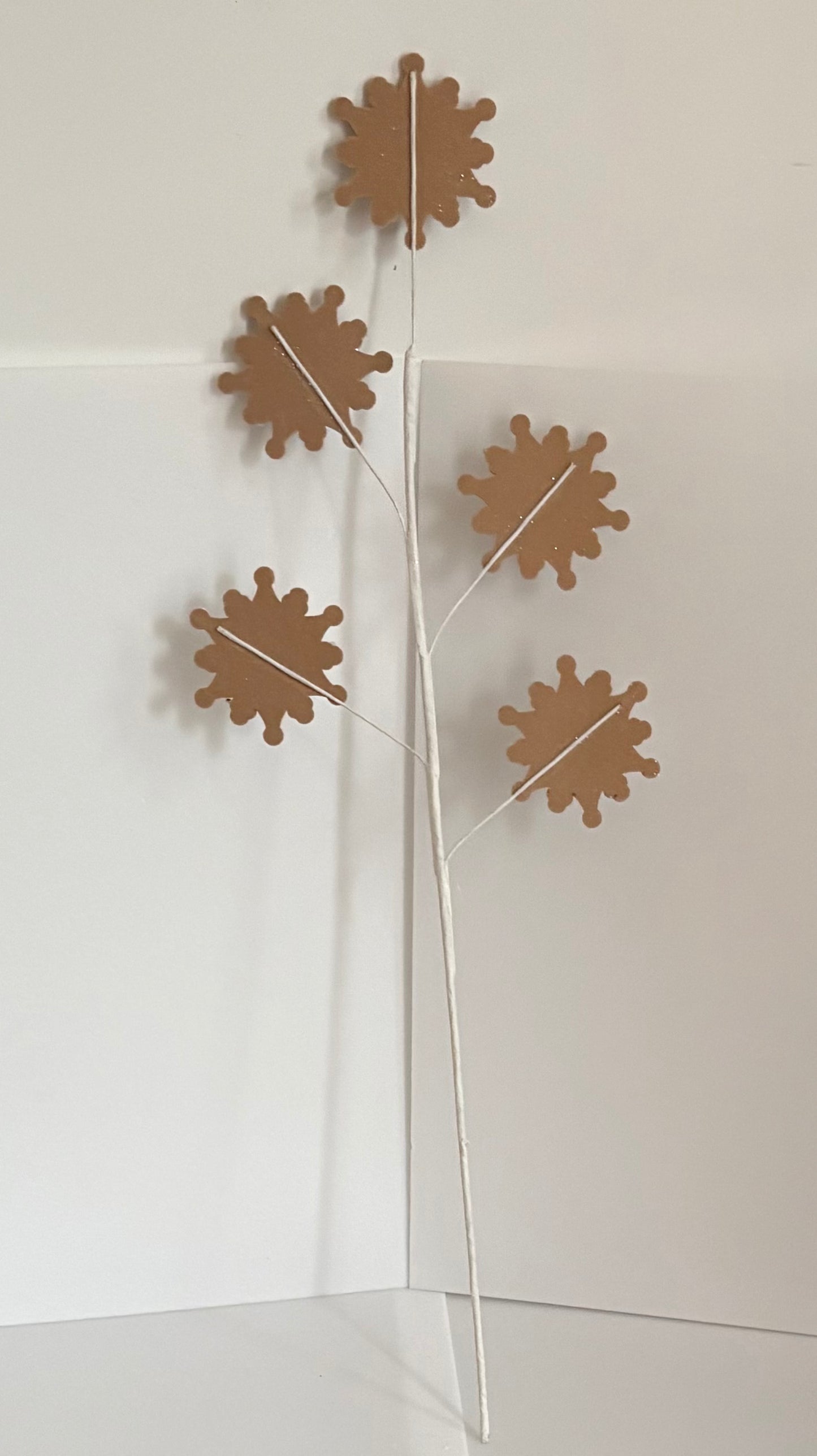 5 thin one sided glitter snowflake stem