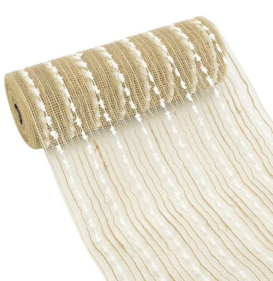 10 inch x  10 yards, polly  deco mesh bobble natural, Spring, summer, Halloween, Christmas