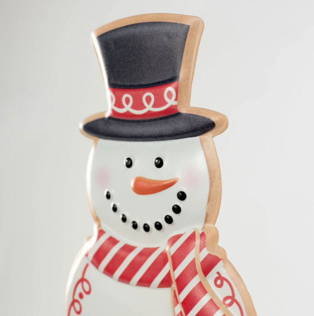 12” embossed metal sign snowman cookie