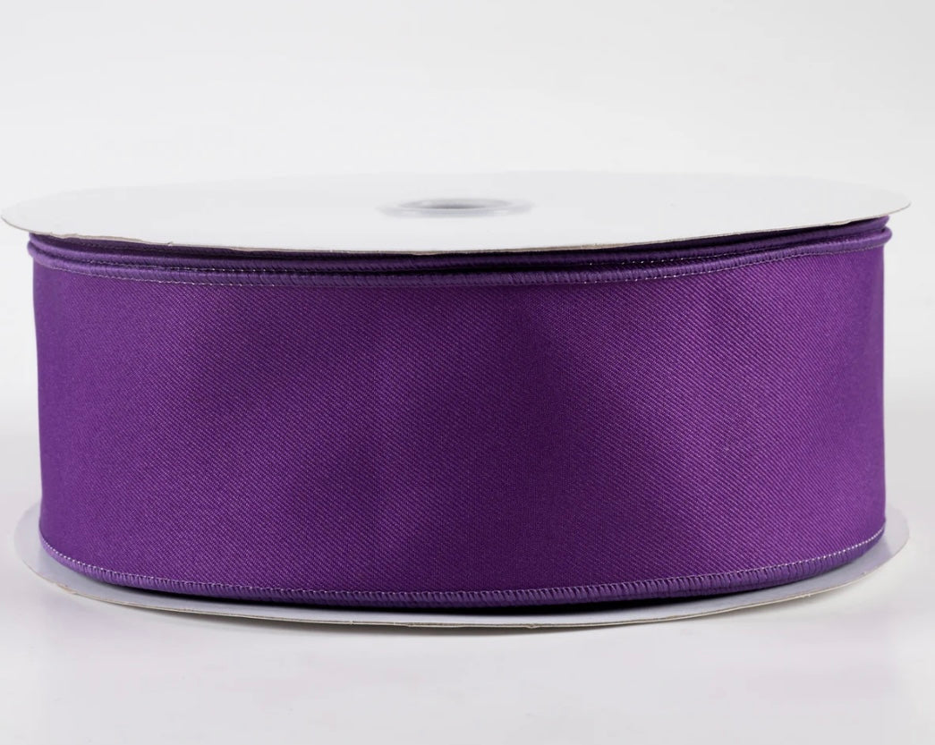 USA 2.5” purple diagonal weave fabric, wired ribbon, sold by the meter