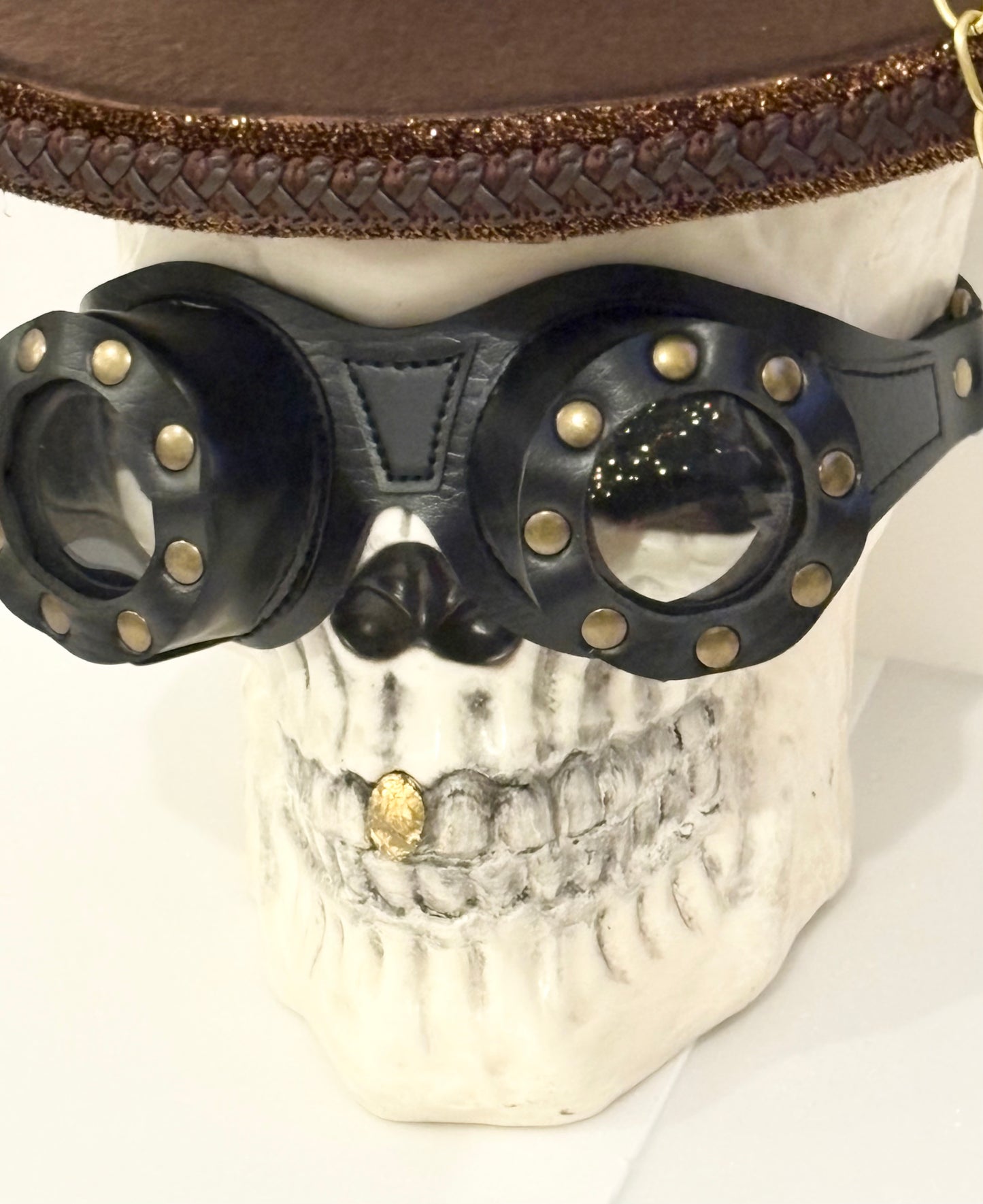 One of a kind Steampunk top hat skull  attachment, skull design ,Halloween , decoration, wreath attachment