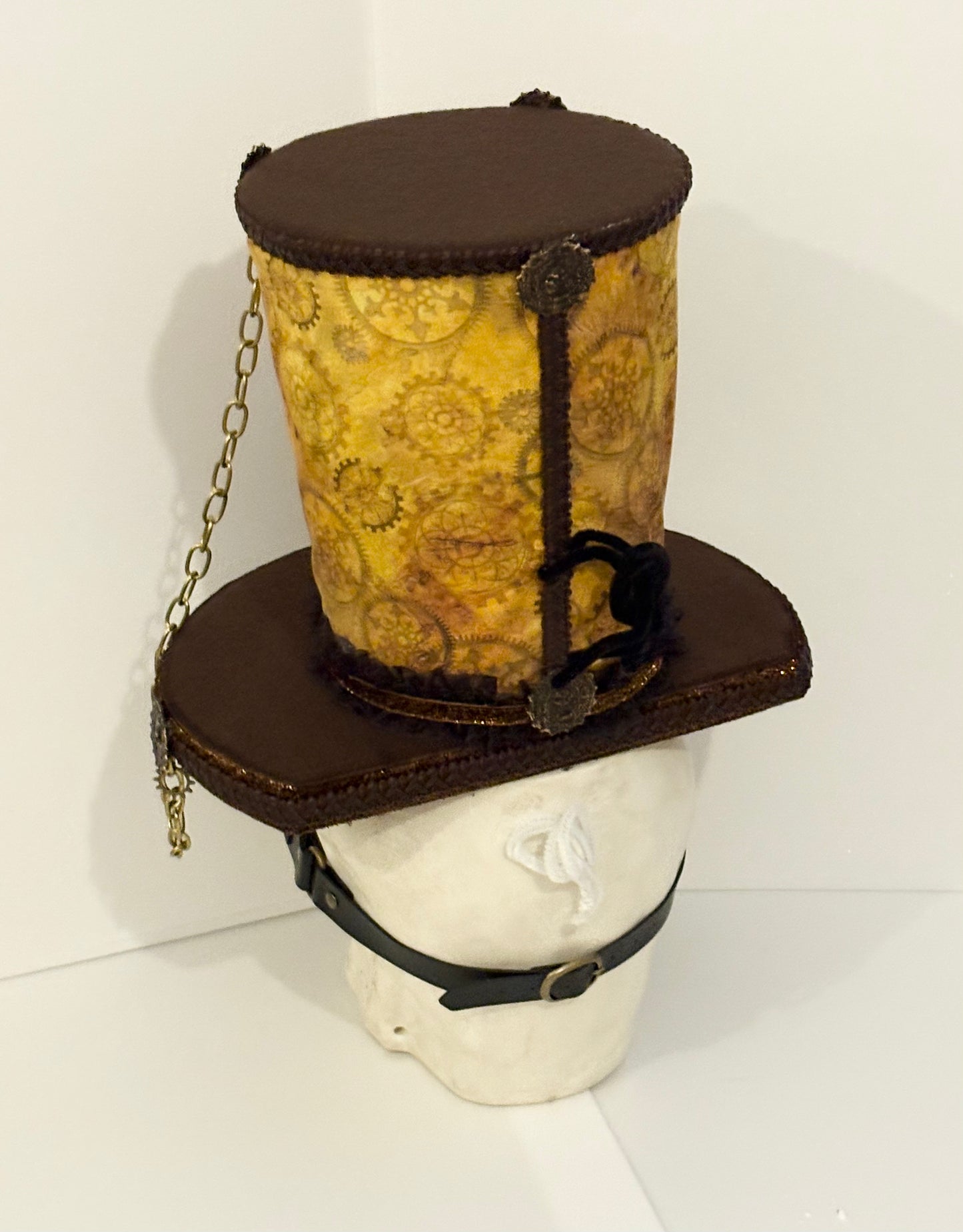 One of a kind Steampunk top hat skull  attachment, skull design ,Halloween , decoration, wreath attachment