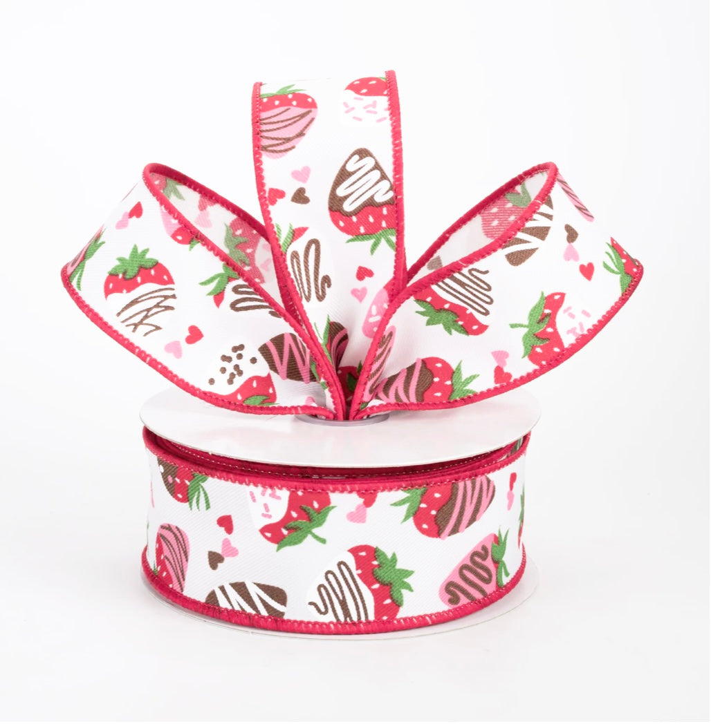 USA 1.5” inch wire ribbon chocolate strawberry