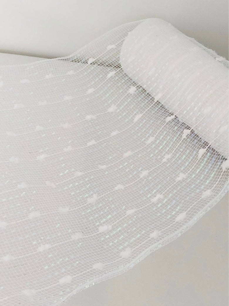 10 inch x  10 yards, polly  deco mesh bobble white, Spring, summer, Halloween, Christmas
