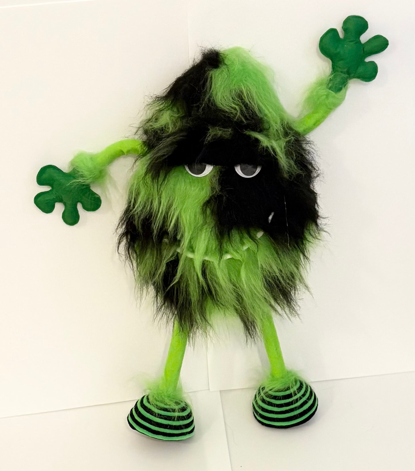 XL fluffy monster in green and black