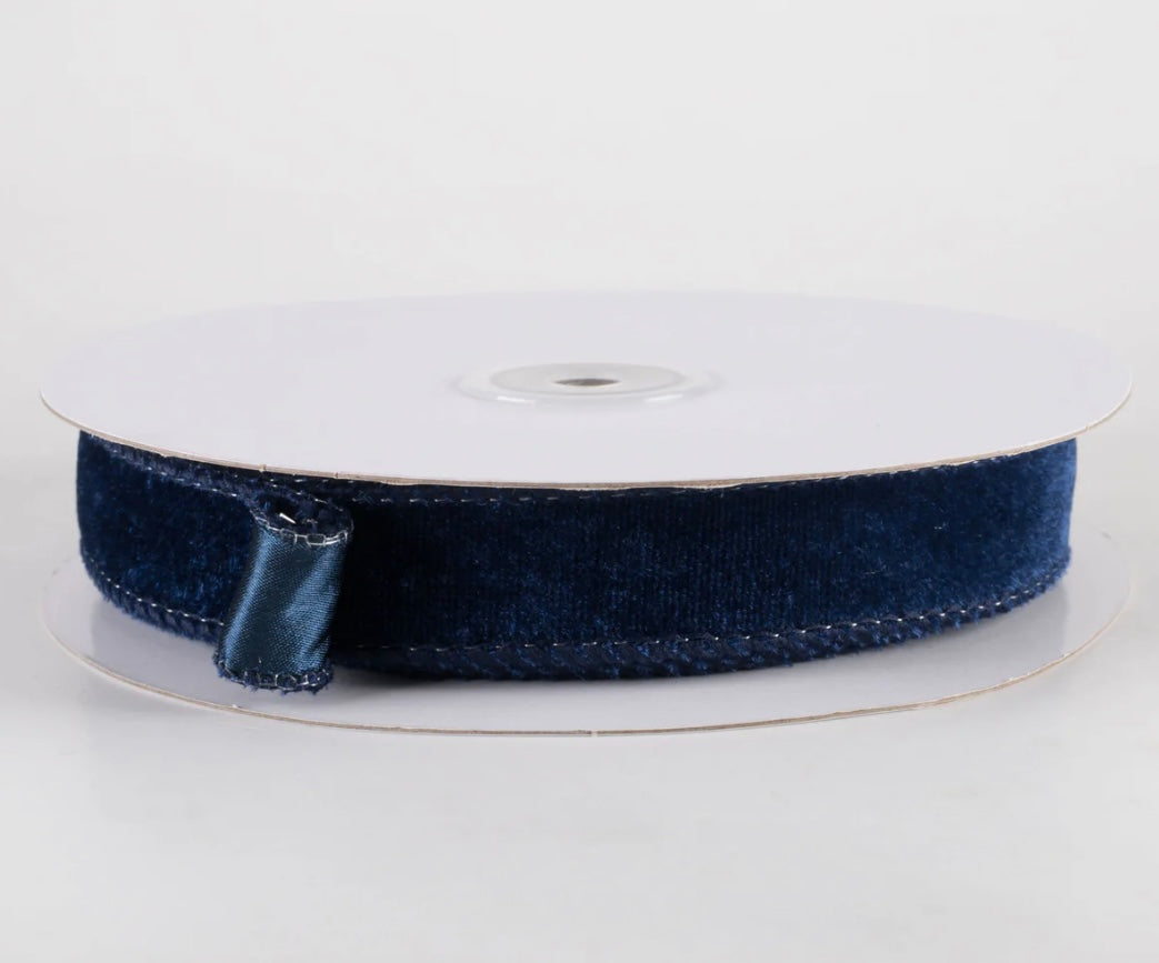 USA 7/8” Deluxe velvet satin backing navy blue, full roll 10yards