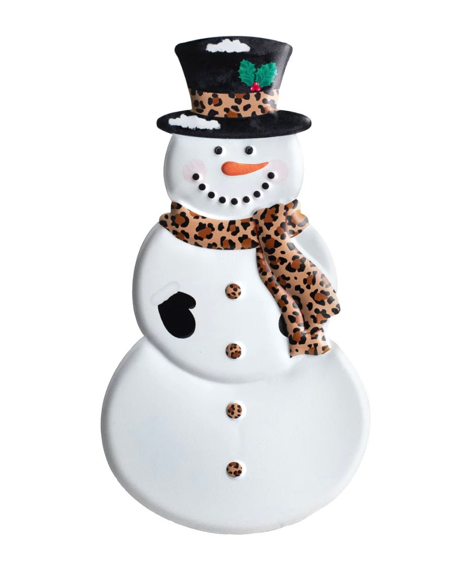 12” embossed metal sign snowman cookie