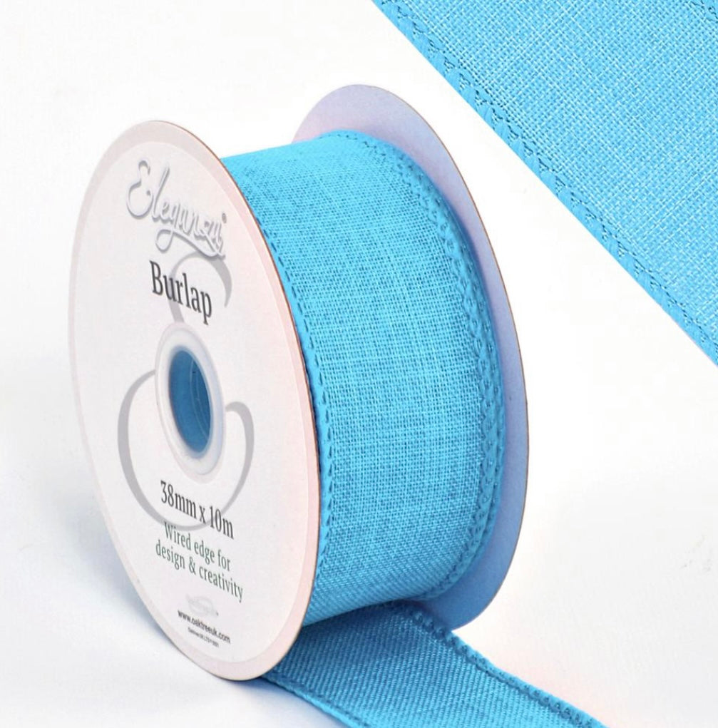 1.5 inch wired ribbon  turquoise full roll 10 meters
