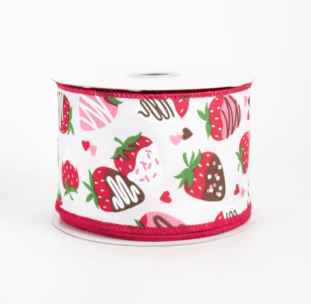 USA 2.5” inch wire ribbon chocolate strawberry
