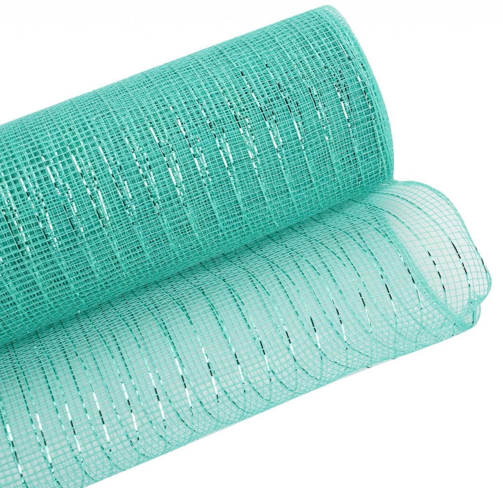 10 inch x  10 yards, metallic  deco mesh mint coloured , Spring, summer, Halloween, Christmas