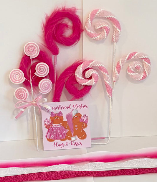 Pink gingerbread sign set