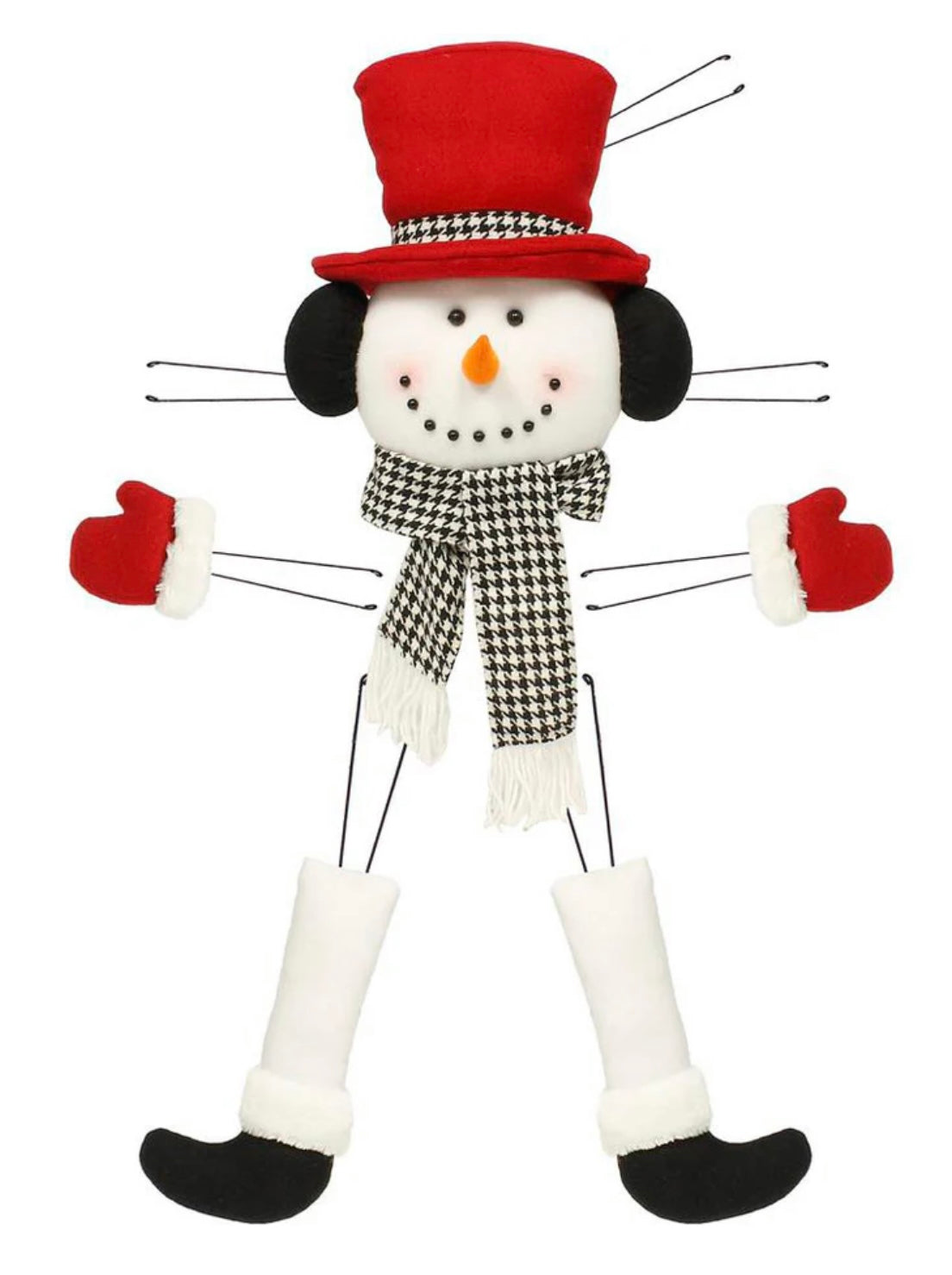 USA plush snowman in red/ white and houndstooth design