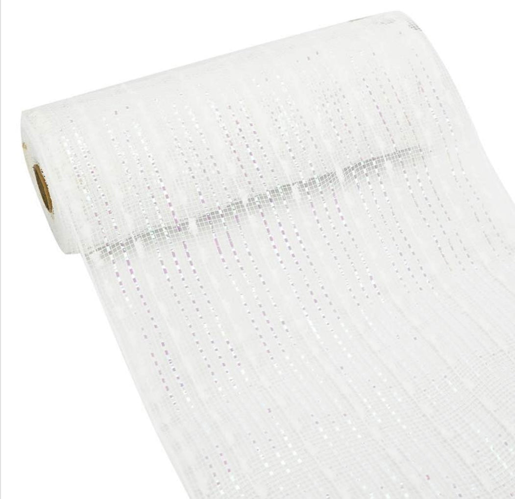 10 inch x  10 yards, polly  deco mesh bobble white, Spring, summer, Halloween, Christmas