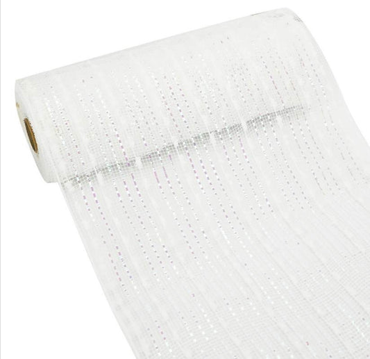 10 inch x  10 yards, polly  deco mesh bobble white, Spring, summer, Halloween, Christmas