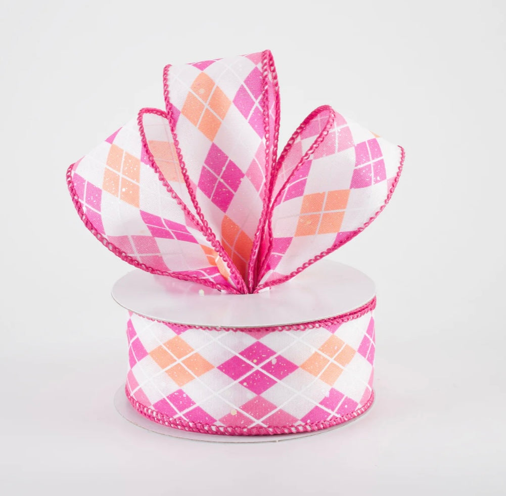 USA 1.5” diamonds in pink and orange, full roll 10 yards