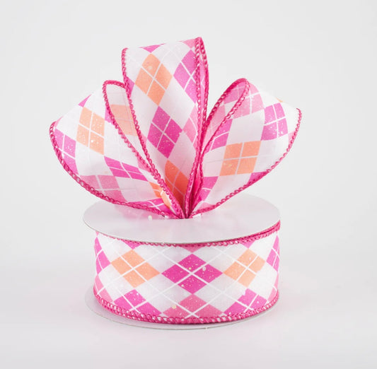USA 1.5” diamonds in pink and orange, full roll 10 yards