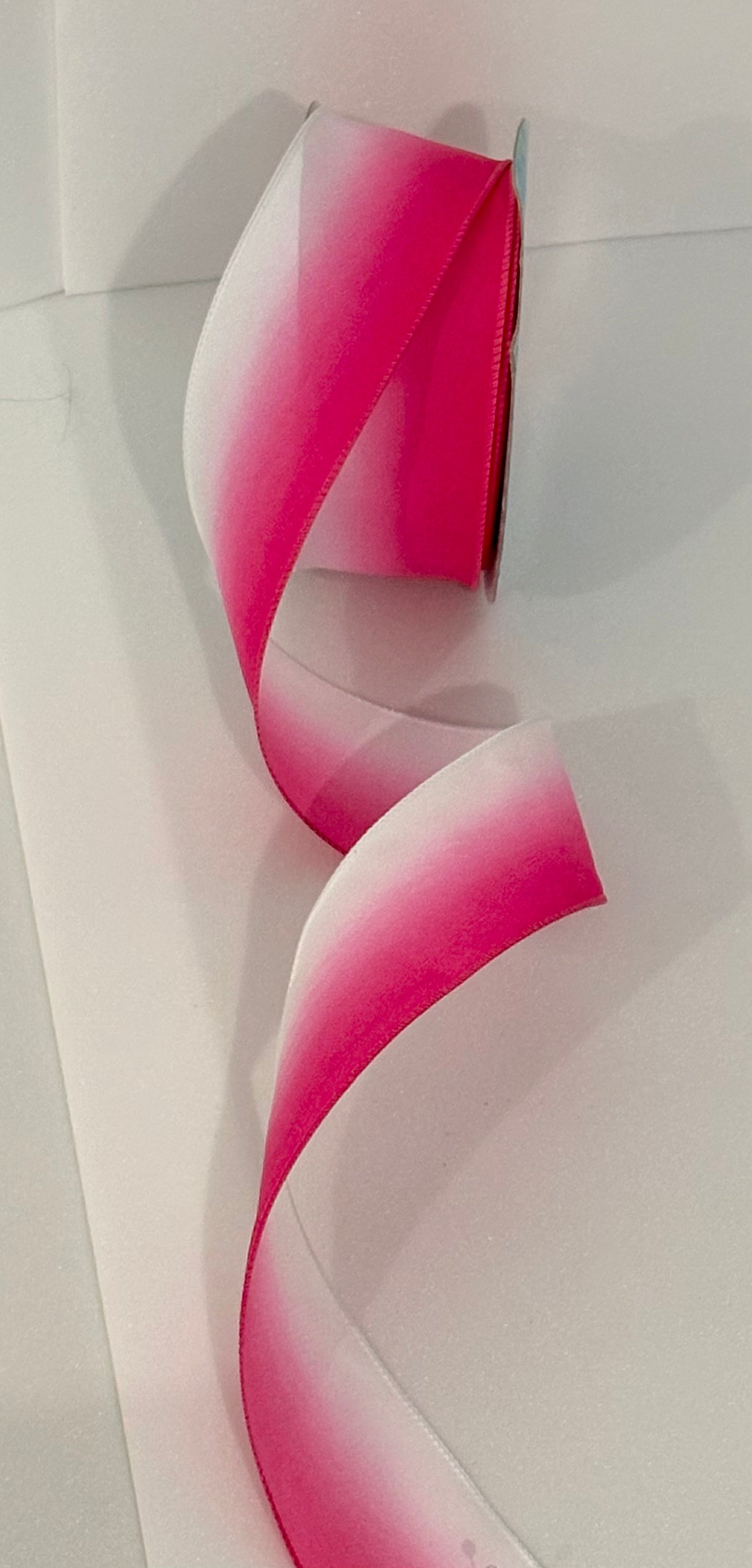 2.5” wired ribbon fuchsia pink ombré, sold by the meter