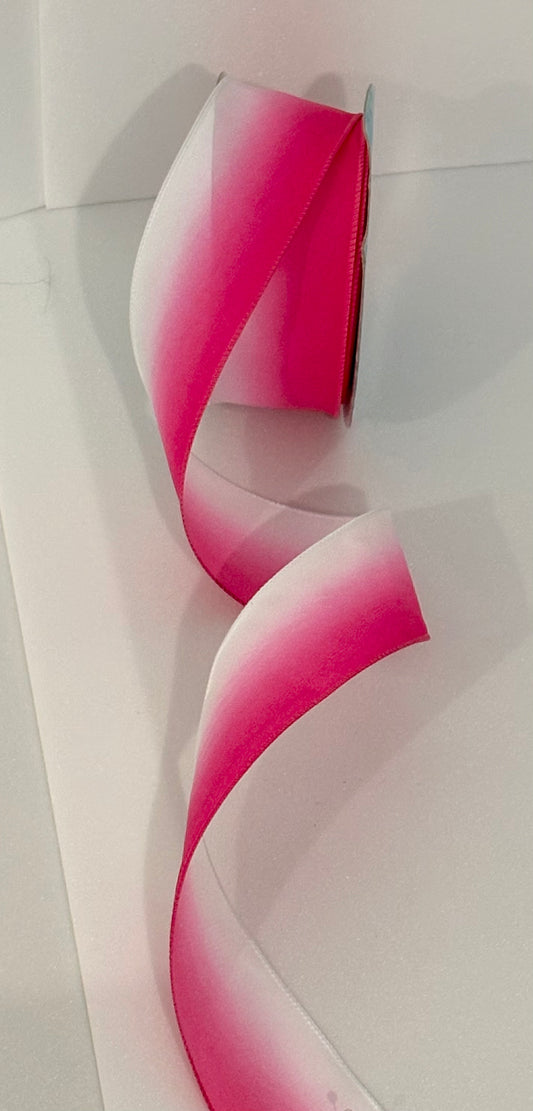 2.5” wired ribbon fuchsia pink ombré, sold by the meter