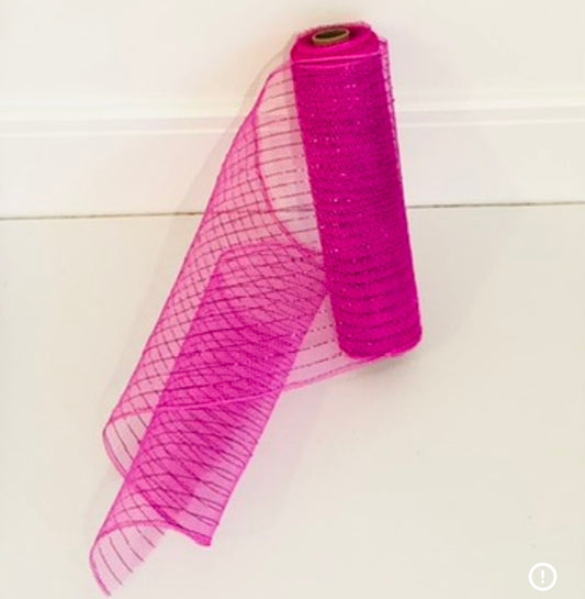 10 inch x  10 yards, metallic  deco mesh fuchsia, Spring, summer, Halloween, Christmas