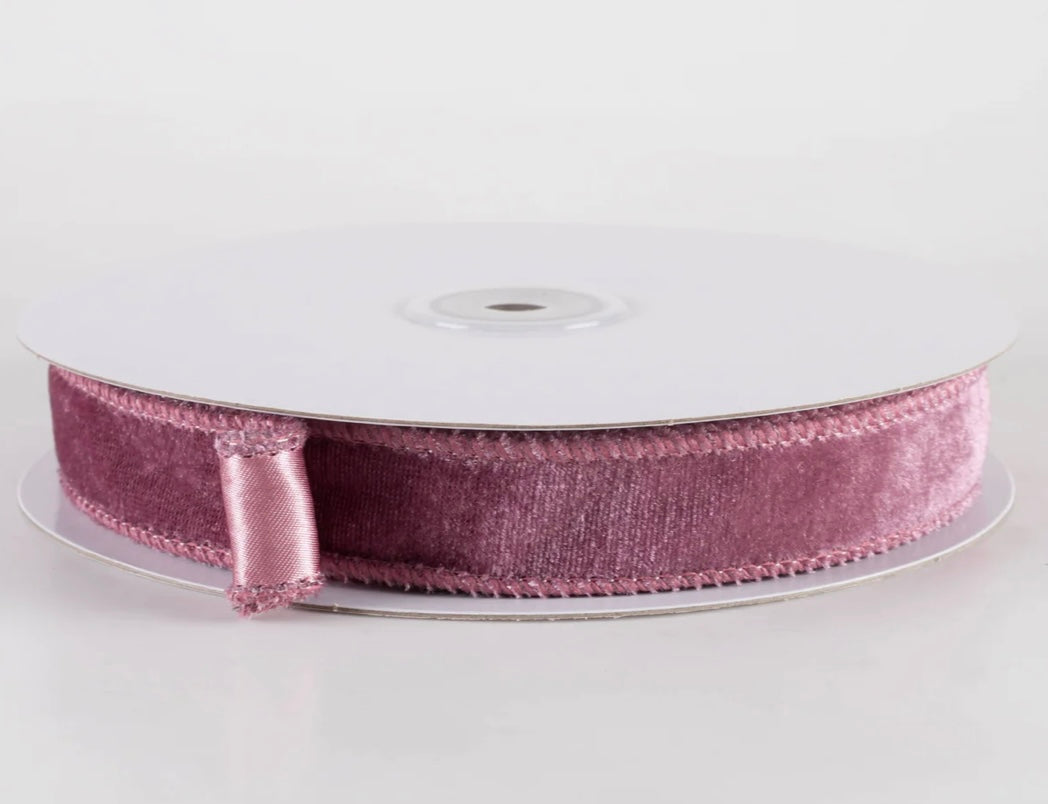 USA 7/8” Deluxe velvet satin backing dusty rose pink, full roll 10yards