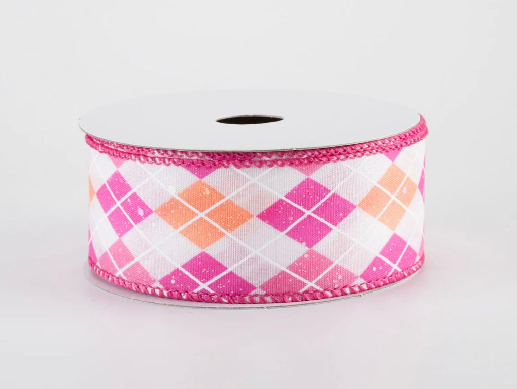USA 1.5” diamonds in pink and orange, full roll 10 yards