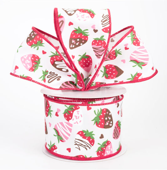 USA 2.5” inch wire ribbon chocolate strawberry