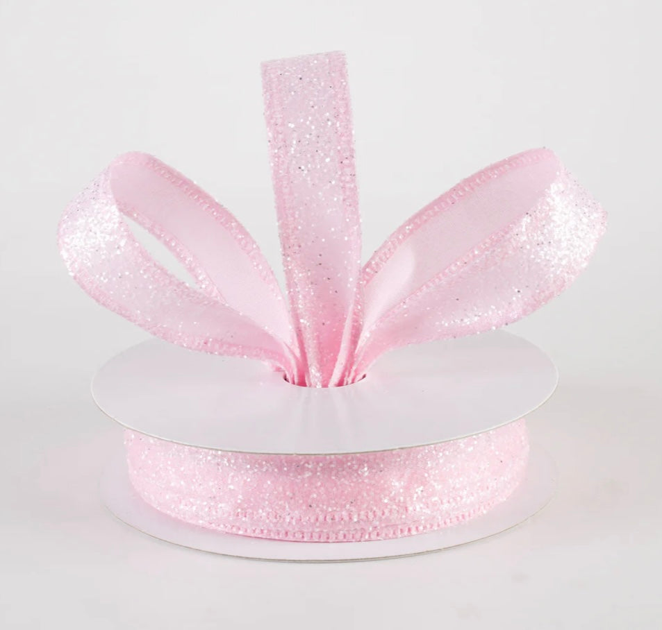 USA 7/8 pink candy glitter satin, full roll 10 yards