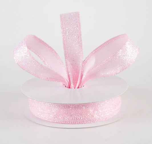 USA 7/8 pink candy glitter satin, full roll 10 yards