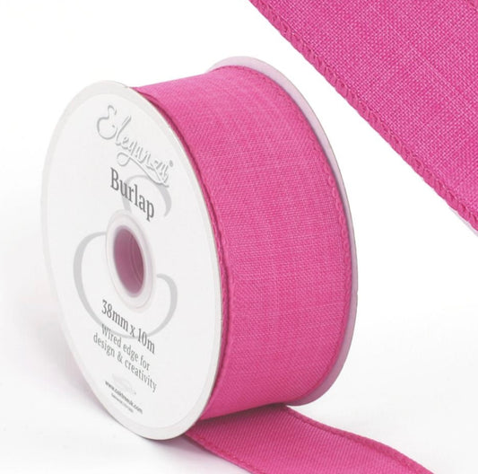 1.5 inch wired ribbon fuchsia pink full roll 10 meters