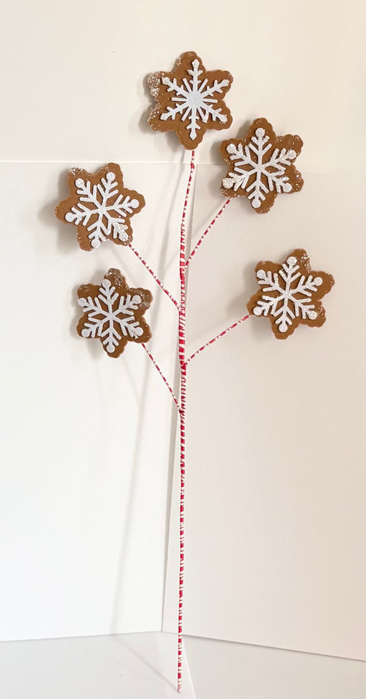 5 felt gingerbread snowflake stem