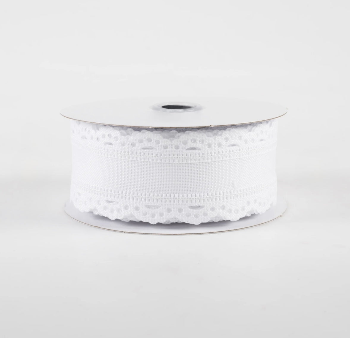 USA 1.5” scalloped edge white ribbon full roll 10 yards