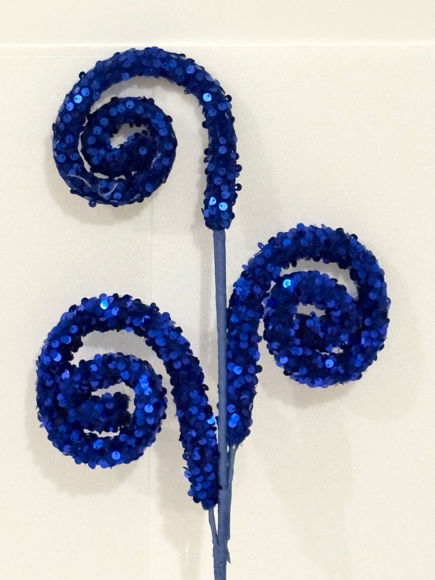 Blue Glitter sequin Spiral Pick – Sparkling Decorative Stem for Crafts, Wreaths & Floral Arrangements