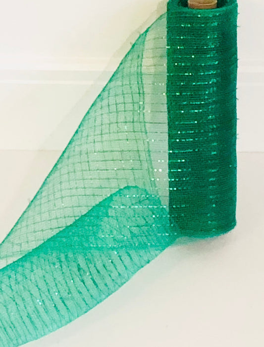 10 inch x  10 yards, metallic  deco mesh emerald green , Spring, summer, Halloween, Christmas