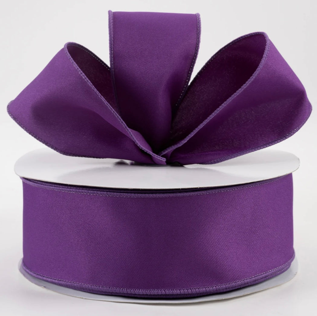 USA 2.5” purple diagonal weave fabric, wired ribbon, sold by the meter