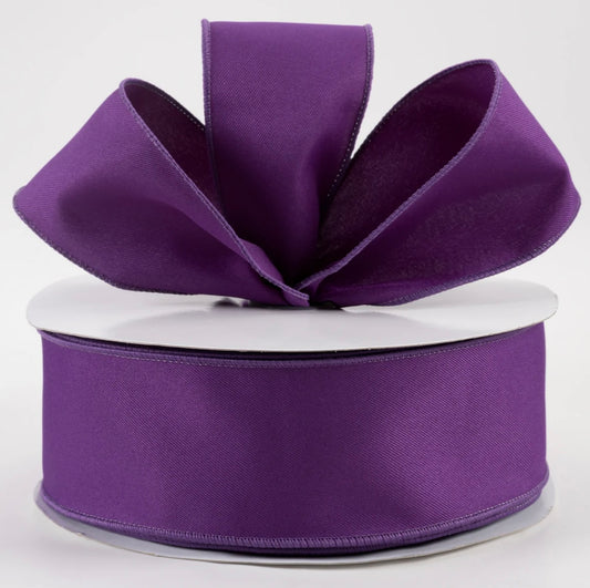 USA 2.5” purple diagonal weave fabric, wired ribbon, sold by the meter
