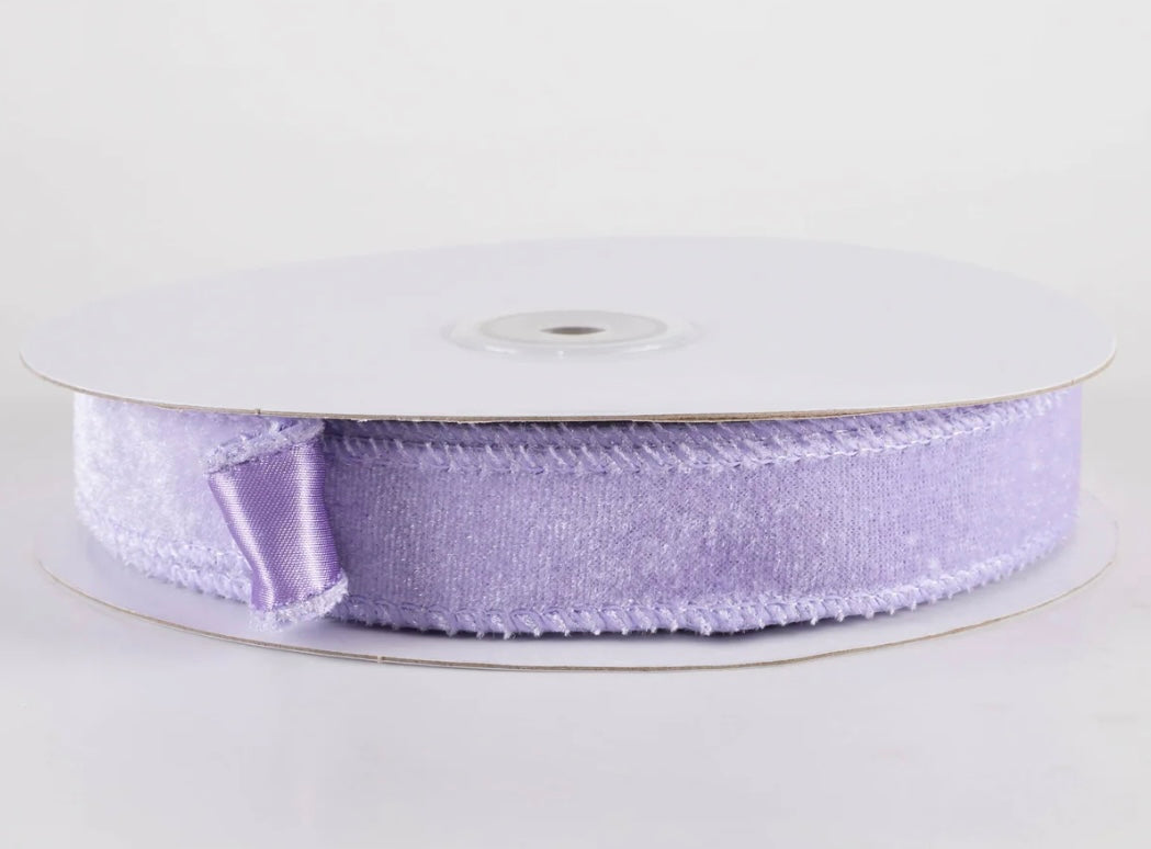 USA 7/8” Deluxe velvet satin backing lilac, full roll 10yards